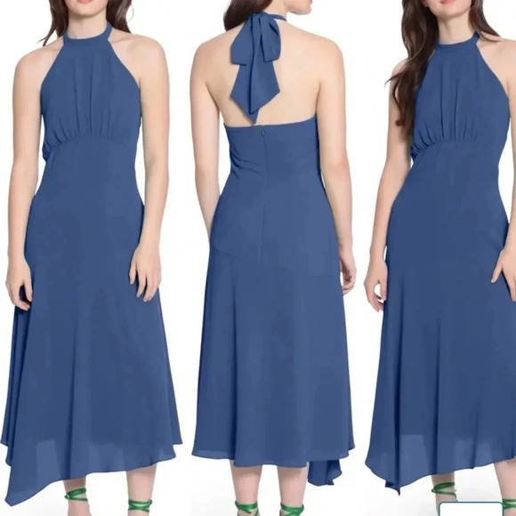 Donna Morgan Catalina Crepe Halter Maxi Dress Size 10 - Picture 3 of 11